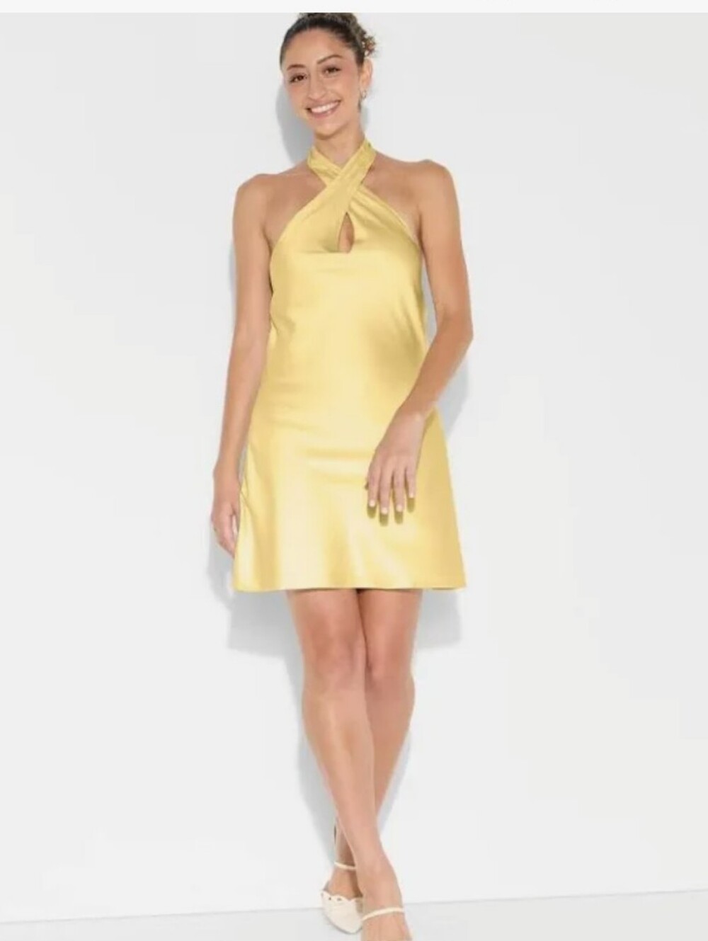 Halter Neck Yellow Women's Sarin Dress Small G048